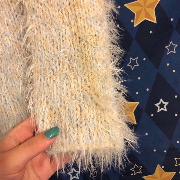 Olsen European Furry Blue Wool Long Sleeve Sweater - Picture 4 of 5